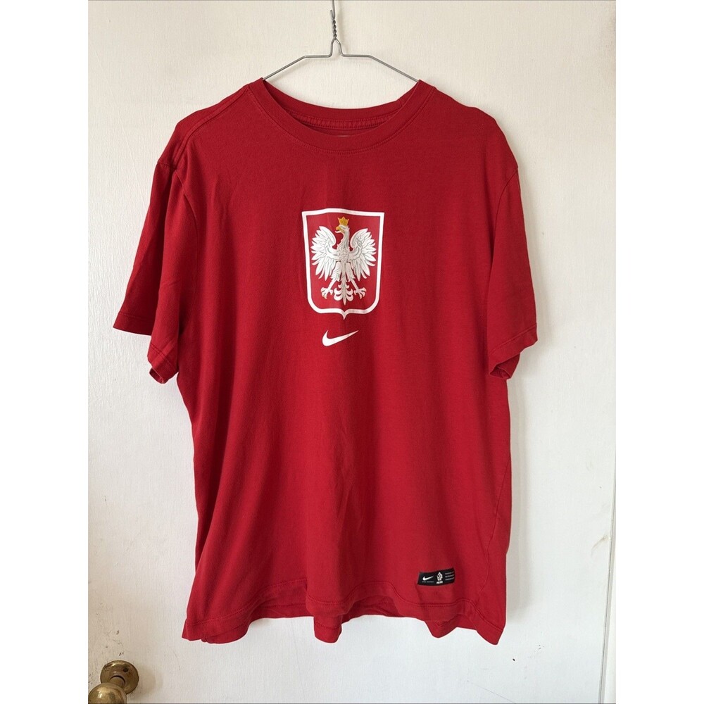 Nike Poland National Team Soccer Futbol Jersey T Shirt Red | Men's Large